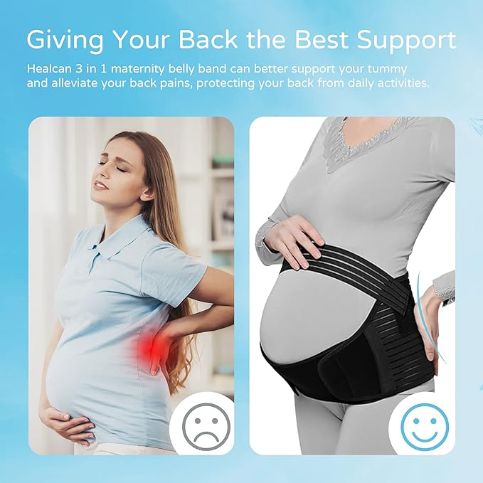 Maternity Belly Band, Pregnancy Support Belt, Breathable Belly Support Brace for Abdomen, Pelvis, Waist and Back Pain, Lightweight Abdominal Binder, Adjustable 3-in-1 Maternity Belt for Pregnancy (Small) - Image 2