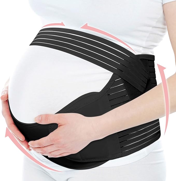 Maternity Belly Band, Pregnancy Support Belt, Breathable Belly Support Brace for Abdomen, Pelvis, Waist and Back Pain, Lightweight Abdominal Binder, Adjustable 3-in-1 Maternity Belt for Pregnancy (Small)