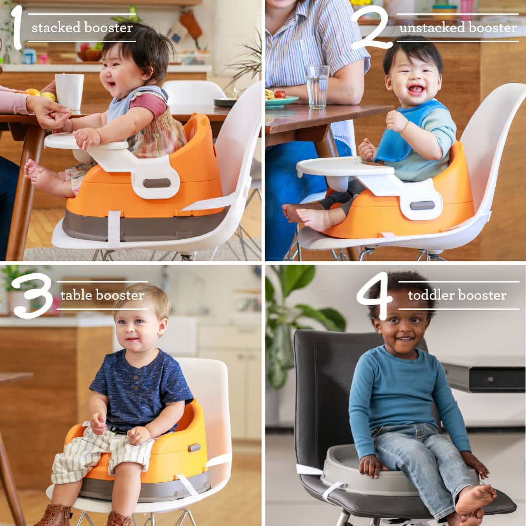 Infantino Grow-with-Me 4-in-1 Two-Can-Dine Feeding Booster Seat, Fox-Theme, Space-Saving Design, Infant Booster for 4M+, Toddler Seat for 3Y+ - Image 2