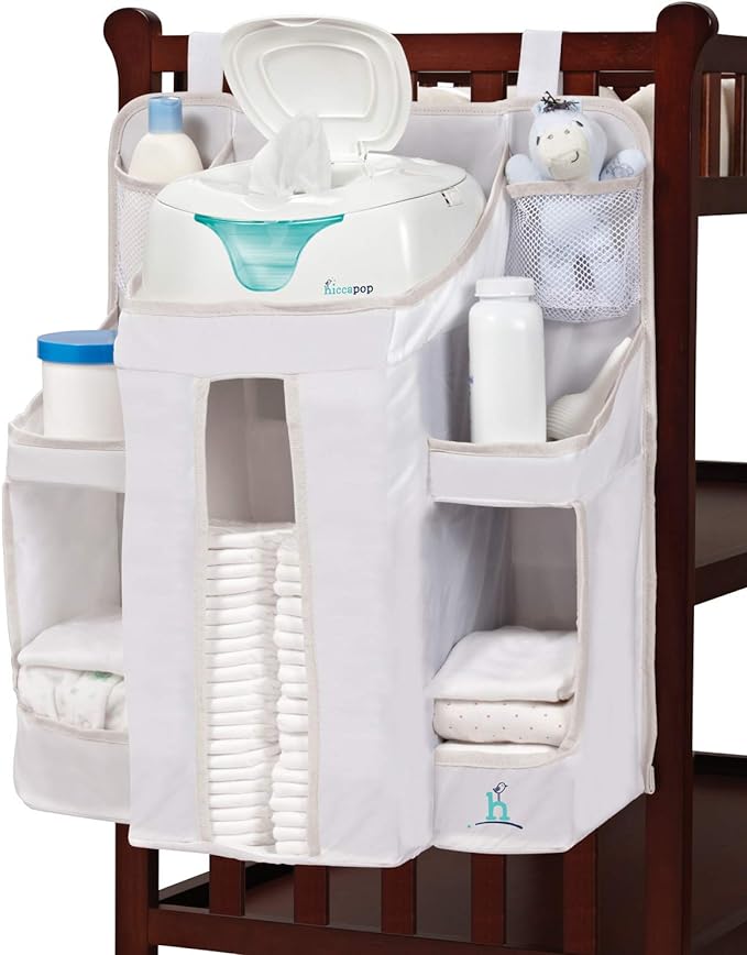 Hanging Diaper Organizer for Changing Table and Crib, Diaper Stacker and Crib Organizer | Hanging Diaper Caddy Organizer for Baby Essentials | Nursery Organizer for Cribs