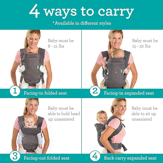 Infantino Flip Advanced 4-in-1 Carrier - Ergonomic, convertible, face-in and face-out front and back carry for newborns and older babies 8-32 lbs - Image 2