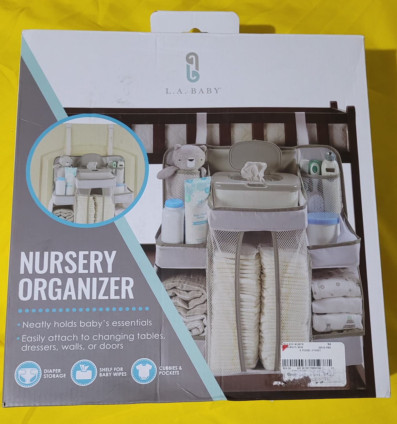 Hanging Diaper Organizer for Changing Table and Crib, Diaper Stacker and Crib Organizer | Hanging Diaper Caddy Organizer for Baby Essentials | Nursery Organizer for Cribs - Image 4