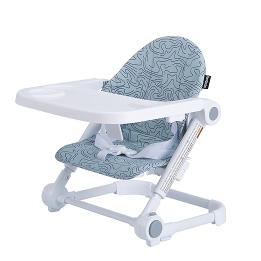 Pamo Babe Booster Seat for Dining Table, Travel Lightweight Folding 2-in-1 Feeding Seat for Baby, Adjustable Tray and Adjustable Height
