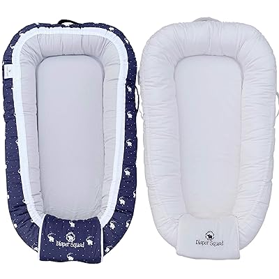 Diaper Squad 100% Organic Cotton Baby Nest Lounger, Water-Resistant with Additional Safety Cover and Carrying Bag for Boys and Girls