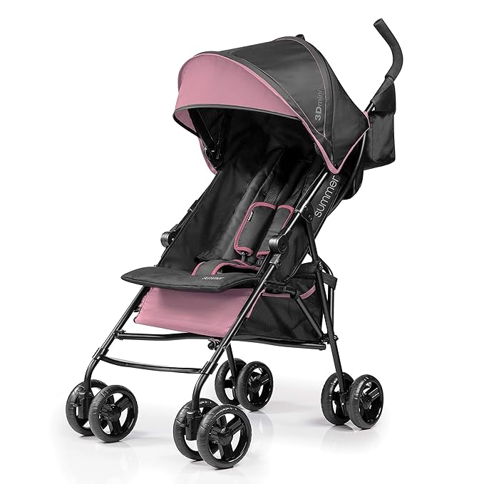 Summer Infant 3Dmini Convenience Stroller, Blue/Black – Lightweight Infant Stroller with Compact Fold, Multi-Position Recline, Canopy Pop Out Sun Visor and More Umbrella for Travel
