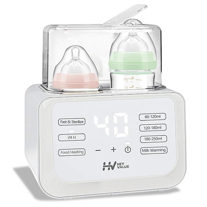 Baby Bottle Warmer, 8-in-1 Fast Milk Warmer for Breastmilk or Formula with Timer, 24H Constant Warming, with Defrost, Heat Baby Food Jars, Sterilizing Function, Accurate Temp Control, Fits 2 Bottles