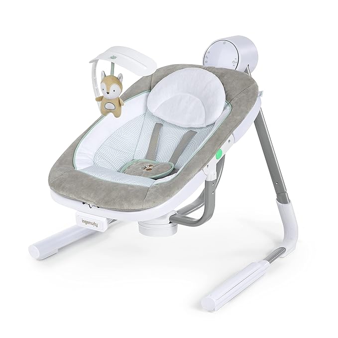 Ingenuity Anyway Sway 5-Speed Multi-Direction Portable Foldable Baby Swing & Infant Seat with Vibrations, Nature Sounds, 0-9 Months 6-20 lbs
