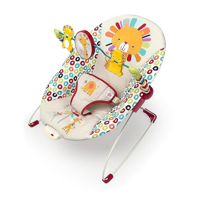 Bright Starts Portable Baby Bouncer Soothing Vibrations Infant Seat with Removable-Toy-Bar, 0-6 Months 6-20 lbs (Playful Pinwheels)