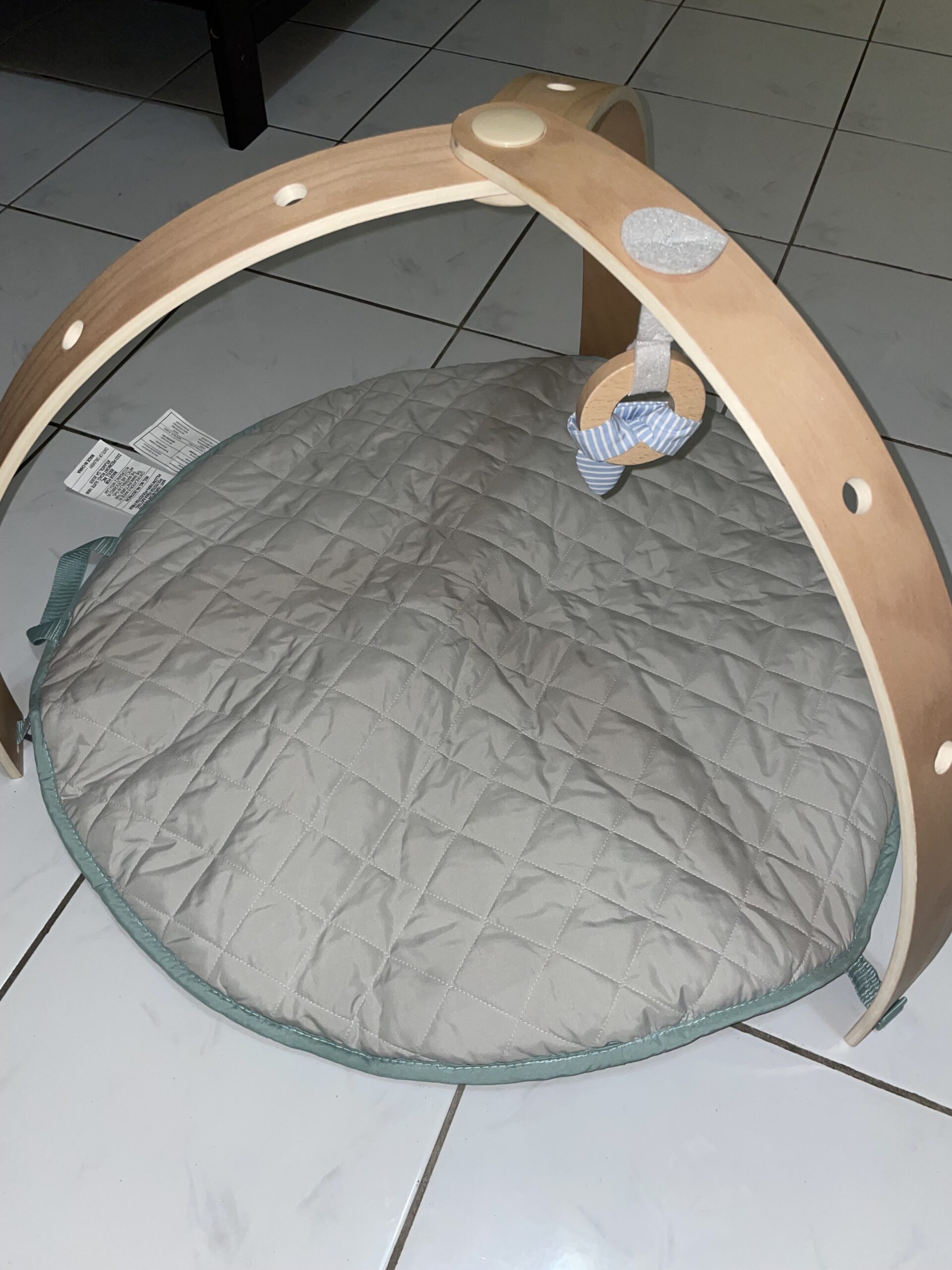 Ingenuity Cozy Spot Reversible Duvet Activity Gym & Play Mat with Wooden Toy bar - Loamy, Newborn and up - Image 4
