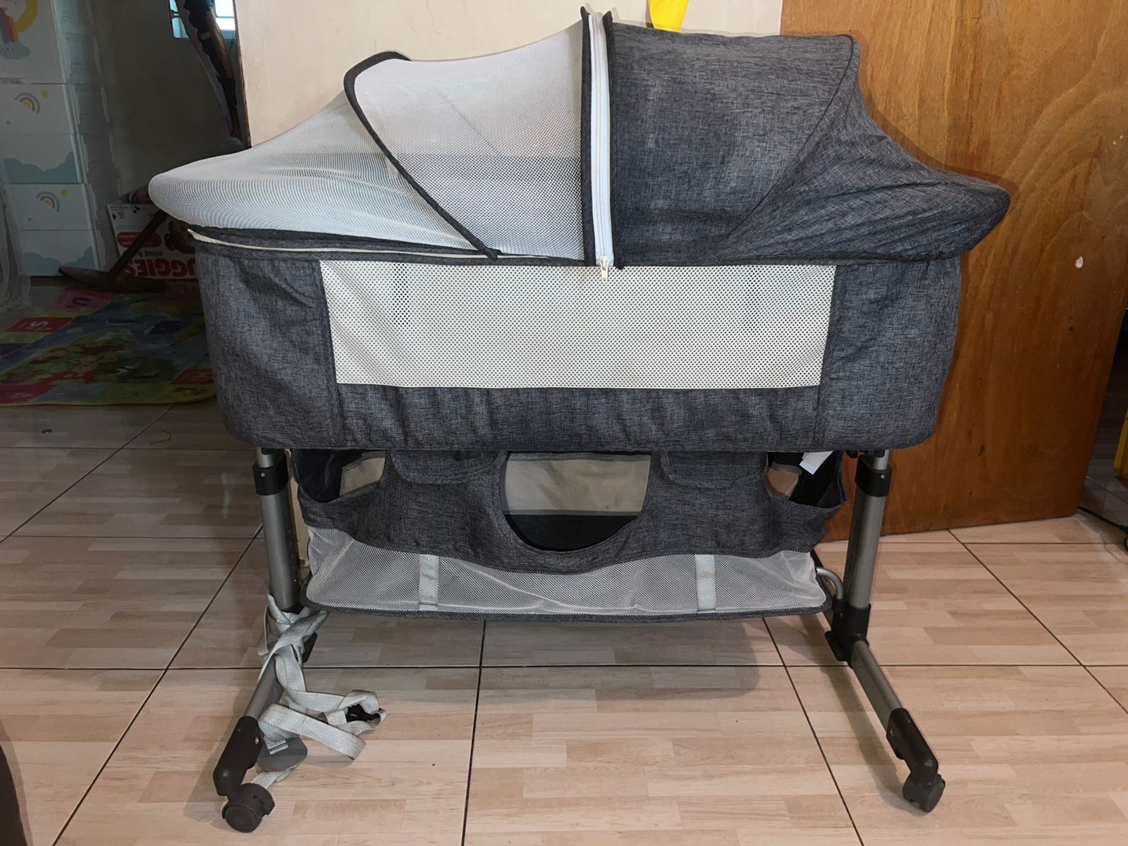 Bedside Sleeper Bedside Crib, Baby Bassinet 3 in 1 Travel Baby Crib Baby Bed with Breathable Net,Adjustable Portable Bed for Infant/Baby(Deep Grey) - Image 5