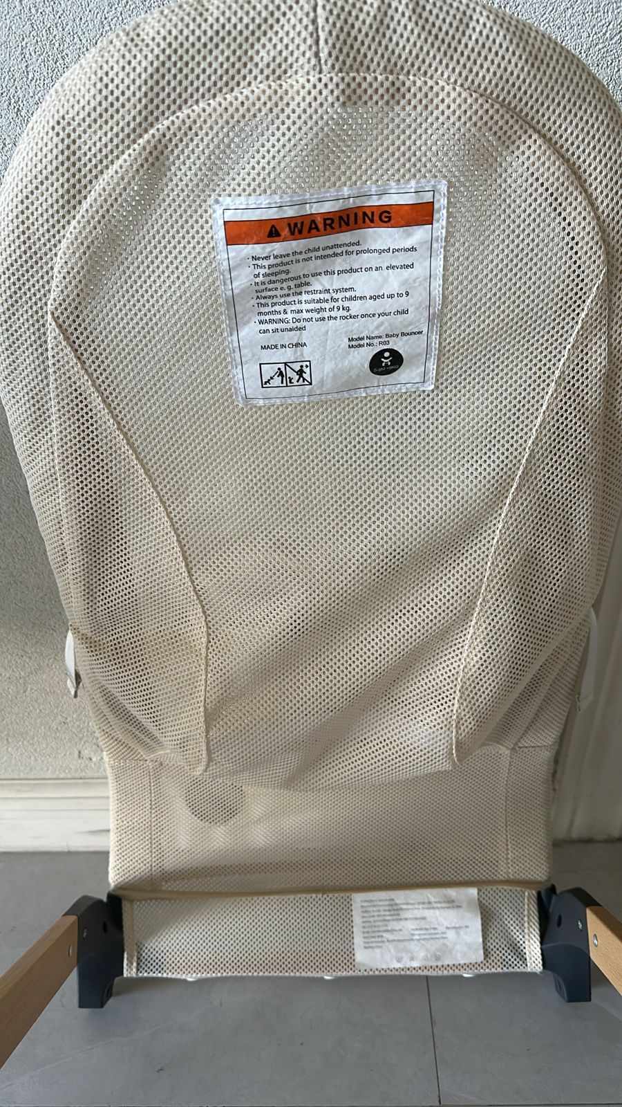 ANGELBLISS Baby Bouncer, Portable Bouncer Seat for Babies, Infants Bouncy Seat with Mesh Fabric, Natural Vibrations (Beige) - Image 7