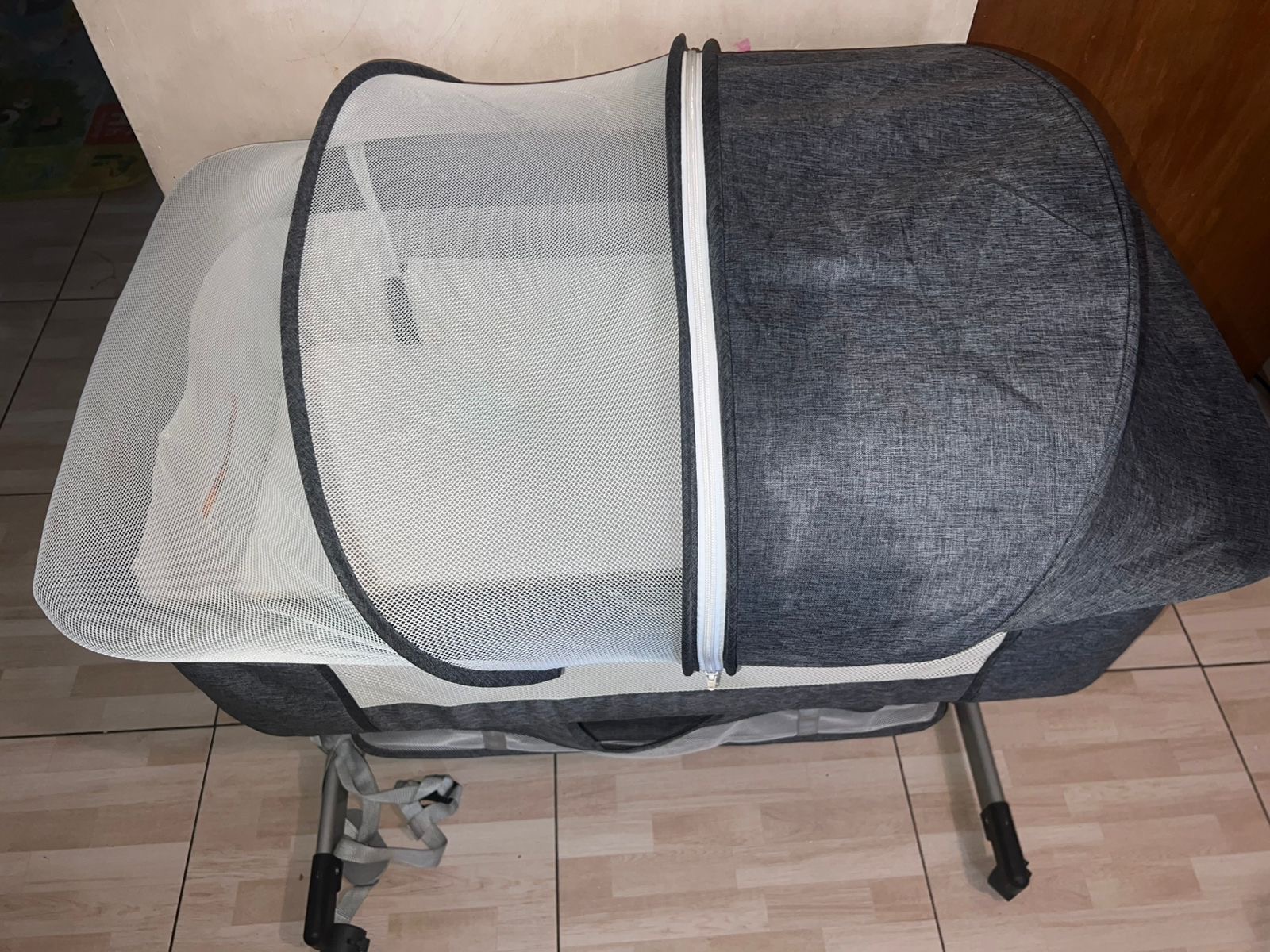 Bedside Sleeper Bedside Crib, Baby Bassinet 3 in 1 Travel Baby Crib Baby Bed with Breathable Net,Adjustable Portable Bed for Infant/Baby(Deep Grey) - Image 4