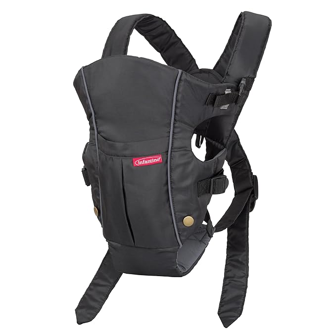 Infantino Swift Classic Carrier with Pocket, 2-Ways to Carry Carrier with Wonder Bib & Essentials Storage Front Pocket for Babies 8-25lb, Adjustable Strap