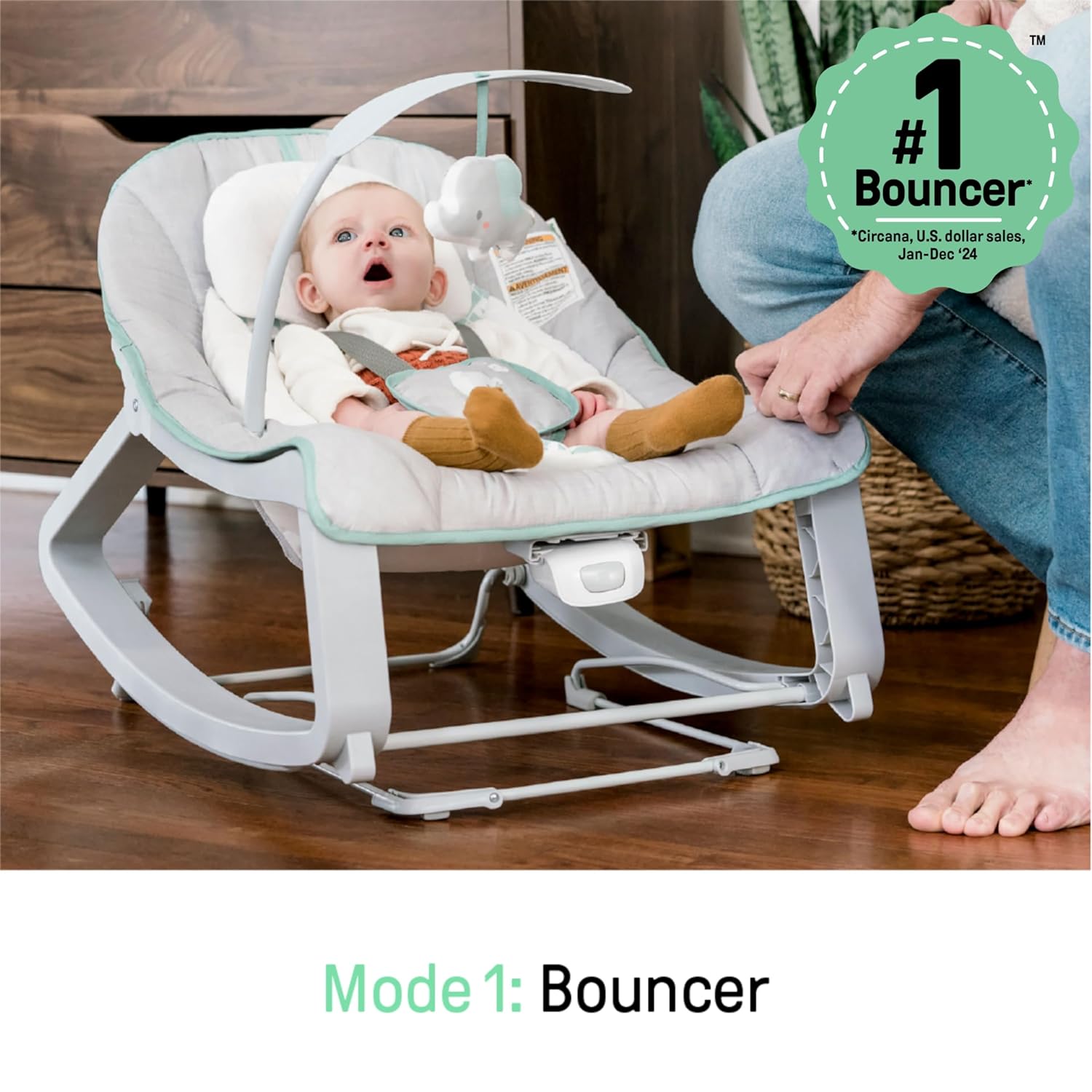 Ingenuity Keep Cozy 3-in-1 Grow with Me Vibrating Baby Bouncer, Seat & Infant to Toddler Rocker, Vibrations & -Toy Bar, 0-30 Months Up to 40 lbs - Image 2