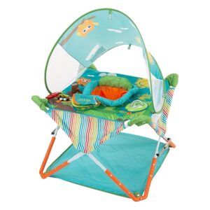 Bright Starts, Pop 'N Jump SE Portable Baby Activity Center, Indoor Outdoor Use, Lightweight, Carrying Bag, Canopy, 6-12 Months