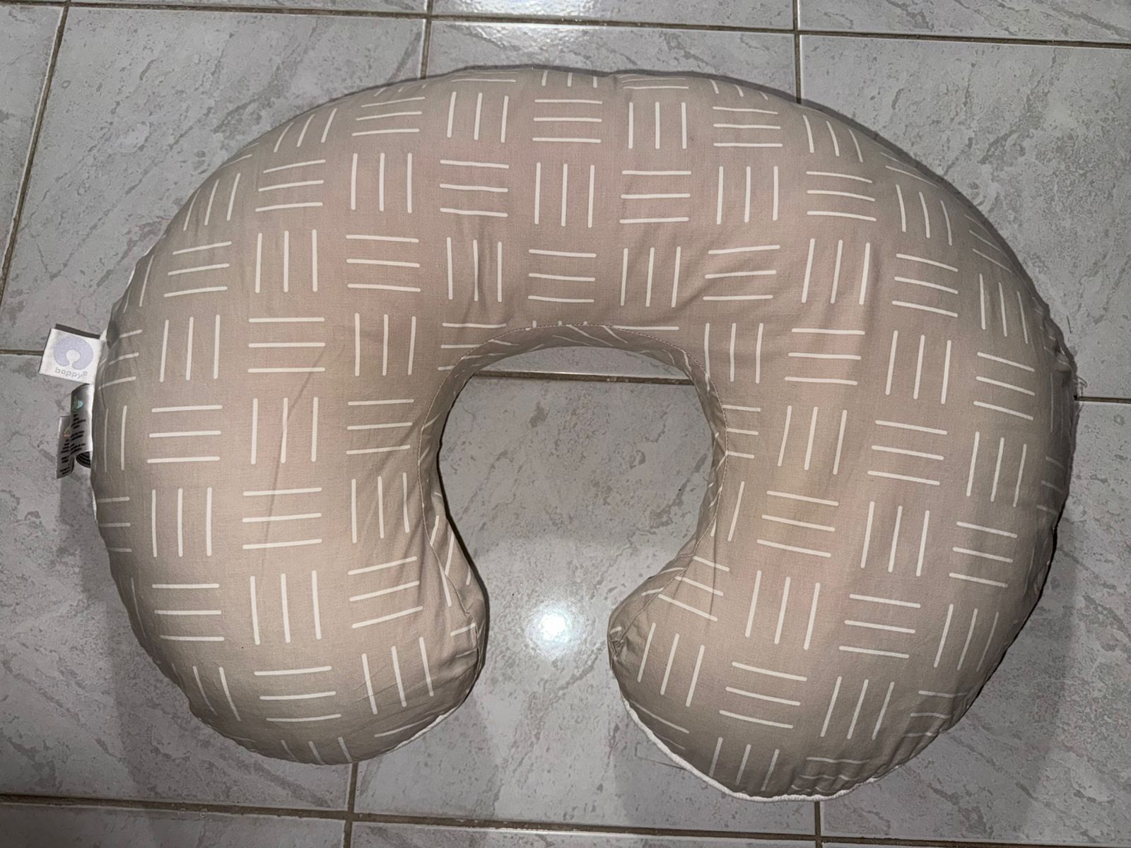 Boppy Organic Original Nursing Pillow, Sand Criss Cross, Ergonomic Nursing Essentials for Bottle and Breastfeeding, Firm Hypoallergenic Fiber Fill with 100% Organic Cotton Pillow Cover - Image 2