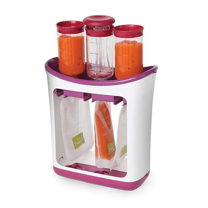 Infantino Squeeze Station, Baby Food Maker & Pouch Filler, Fill 3 Reusable Pouches at Once, Easy to Use, Dishwasher Safe, Homemade Baby Food Prep Essential, Teal