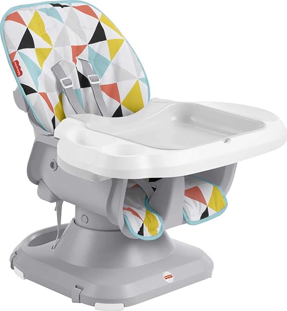 Fisher-Price Baby to Toddler High Chair SpaceSaver Portable Dining Seat & Booster with Washable Deep Tray & Liner