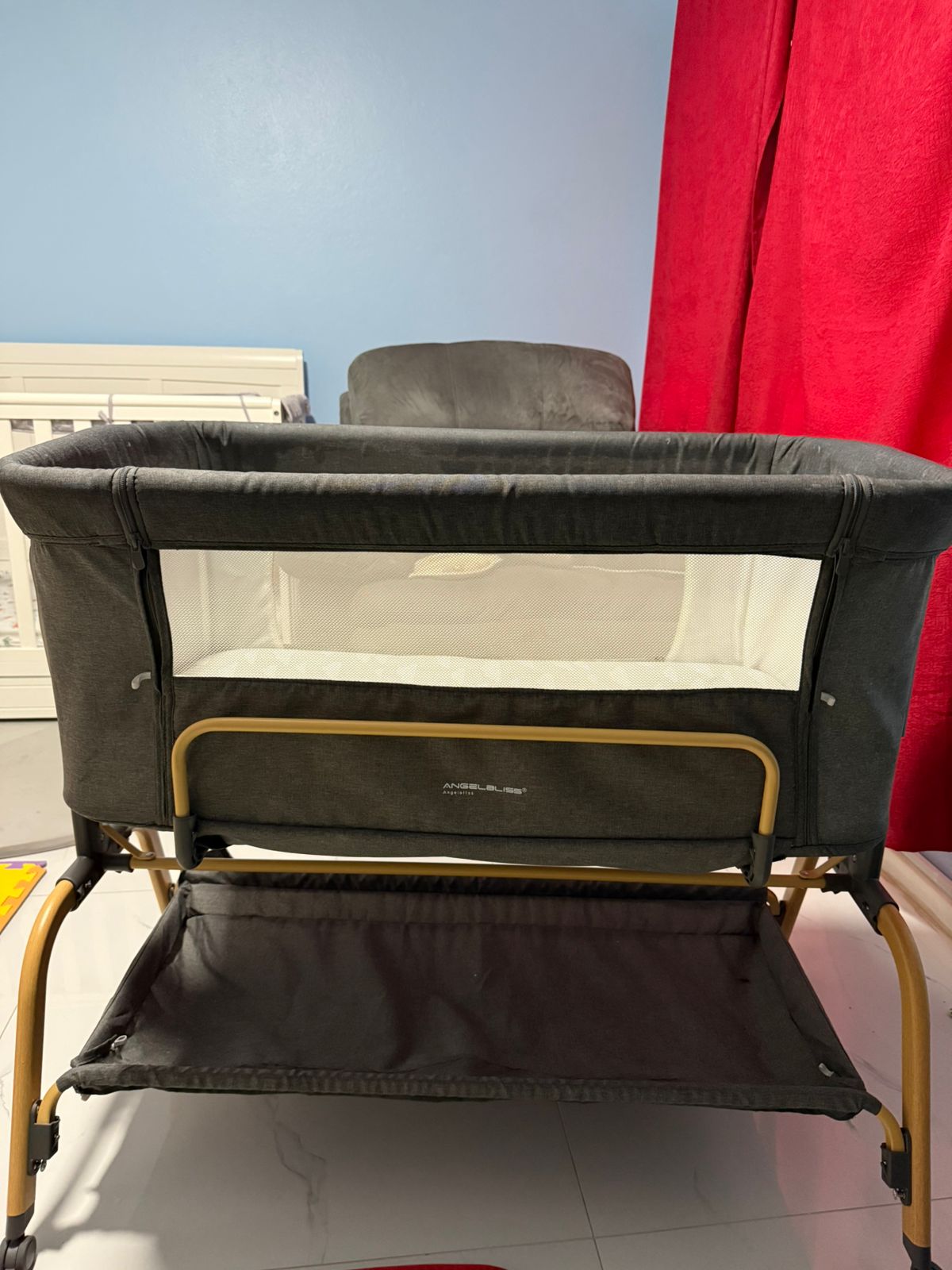 ANGELBLISS 3 in 1 Baby Bassinet, Rocking Bassinets Bedside Sleeper with Comfy Mattress and Wheels, 6 Height Adjustable Easy Folding Portable Bedside Crib for Newborn Infant - Image 2
