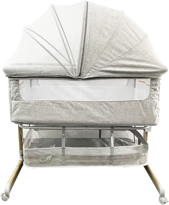 besrey Baby Bassinet 2 in 1 Travel Crib Baby Bed with Breathable Net/Harmless Mattress/Quick Foldable Design for Infant, Baby