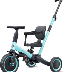 newyoo Toddler Tricycle,Toddler Bike,Birthday Gifts and Toys for 1-3 Year Old Boys and Girls, Trike with Push Handle, Backrest and Safety Belt, Balance Bike