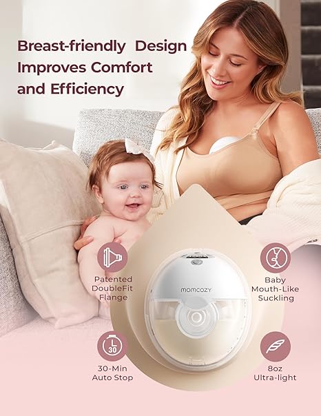 Momcozy M5 Smart APP Controlled Wearable Breast Pump, Hands-Free Wireless Electric Pump, 3 Modes 9 Suction Levels, BPA-Free, Portable Lightweight, 24mm Flange, 2-Pack Quill - Image 3