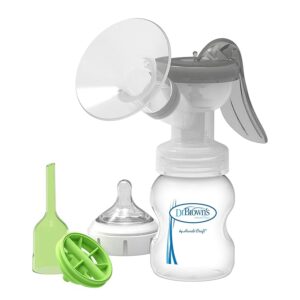 Dr. Brown's Manual Breast Pump with SoftShape 100% Silicone Shield & Anti-Colic Options+ Wide-Neck Baby Bottle 5 oz/150 mL,with Level 1 Slow Flow Nipple