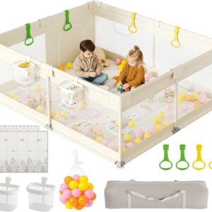 ZEEBABA 71x59in Baby Playpen, Play Yard for Toddlers